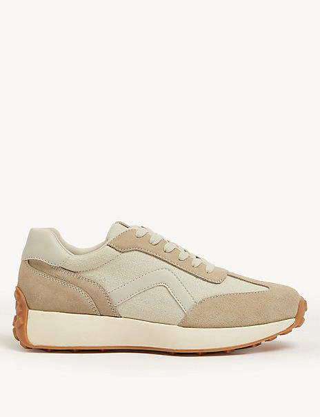 Leather Lace Up Side Detail Trainers - Marks and Spencer Cyprus ...